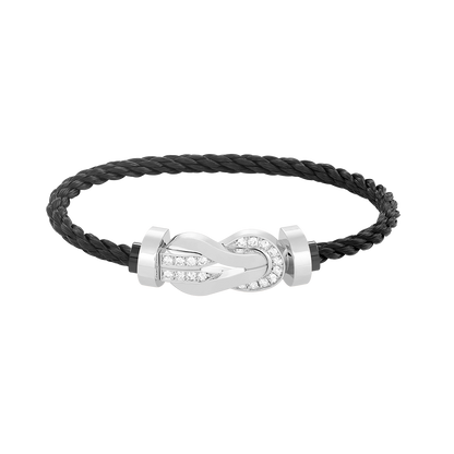 [Glimmer]CHANCE LARGE 8 FIGURE BUCKLE HALF DIAMOND BRACELET SILVER