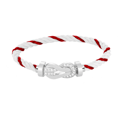 [Glimmer]CHANCE LARGE 8 FIGURE BUCKLE HALF DIAMOND BRACELET SILVER