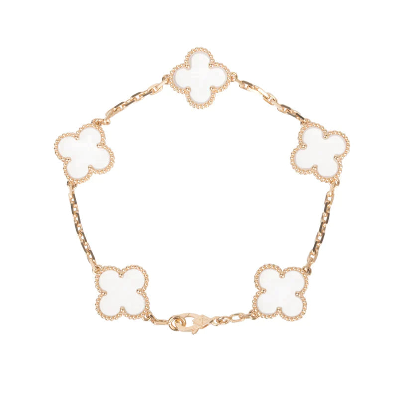 [Glimmer]CLOVER 5 MOTIF ROCK CRYSTAL BRACELET