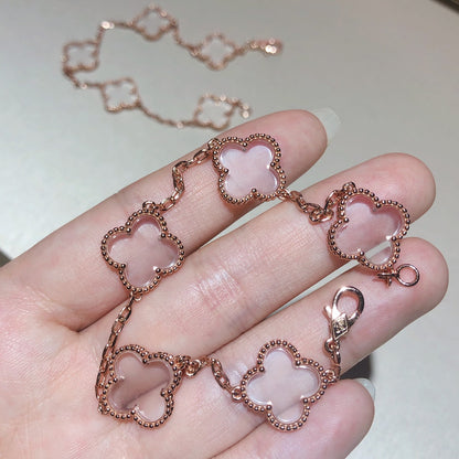 [Glimmer]CLOVER 5 MOTIF ROCK CRYSTAL BRACELET