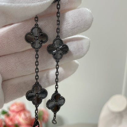 [Glimmer]CLOVER 5 MOTIF BLACK BRACELET