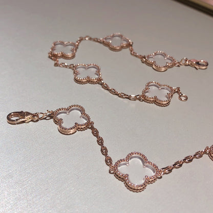 [Glimmer]CLOVER 5 MOTIF ROCK CRYSTAL BRACELET