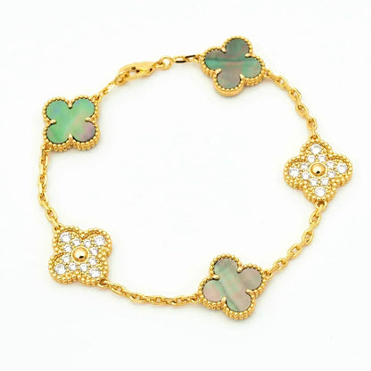 [Glimmer] CLOVER 5 MOTIF GRAY MOP BRACELET COLLECTION