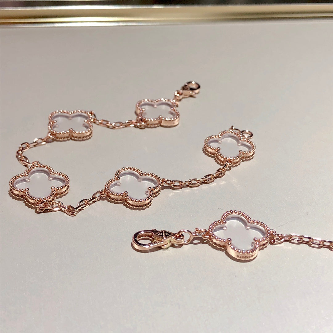 [Glimmer]CLOVER 5 MOTIF ROCK CRYSTAL BRACELET