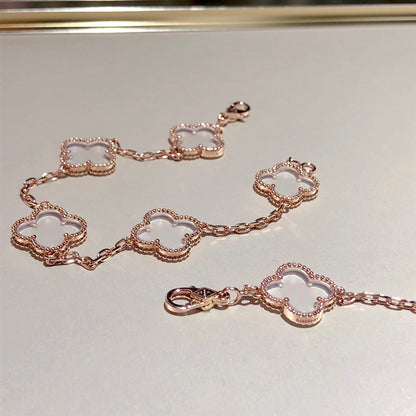 [Glimmer]CLOVER 5 MOTIF ROCK CRYSTAL BRACELET