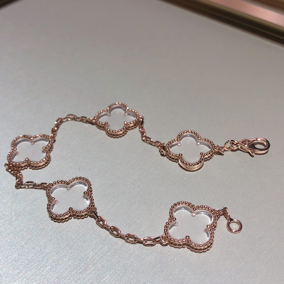 [Glimmer]CLOVER 5 MOTIF ROCK CRYSTAL BRACELET