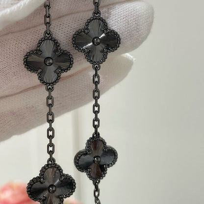 [Glimmer]CLOVER 5 MOTIF BLACK BRACELET