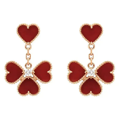 [Glimmer]SWEET CLOVER CARNELIAN EARRINGS