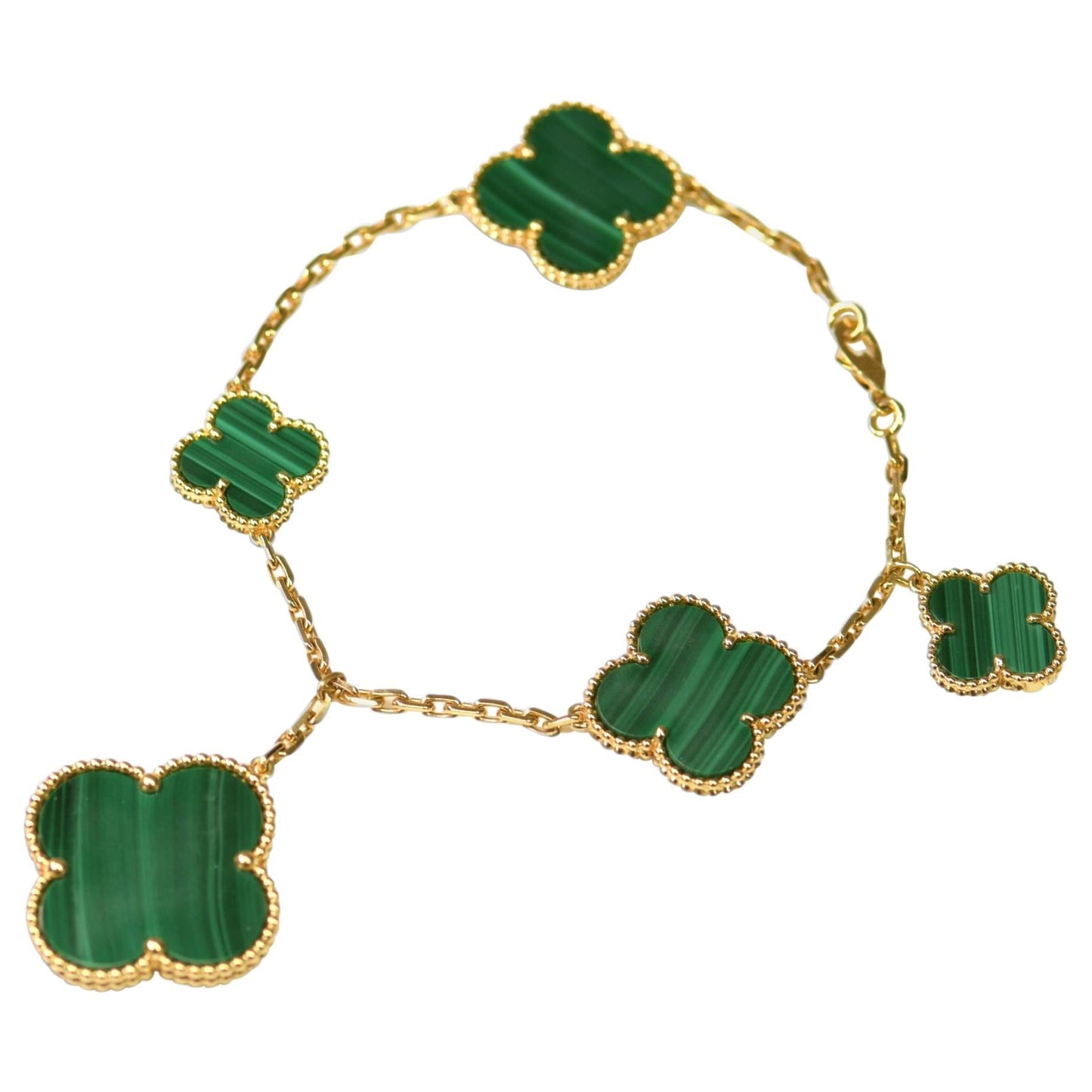 [Glimmer]MAGIC CLOVER MALACHITE GOLD BRACELET 5 MOTIFS