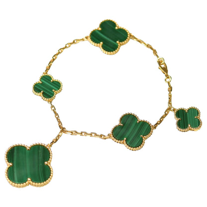 [Glimmer]MAGIC CLOVER MALACHITE GOLD BRACELET 5 MOTIFS