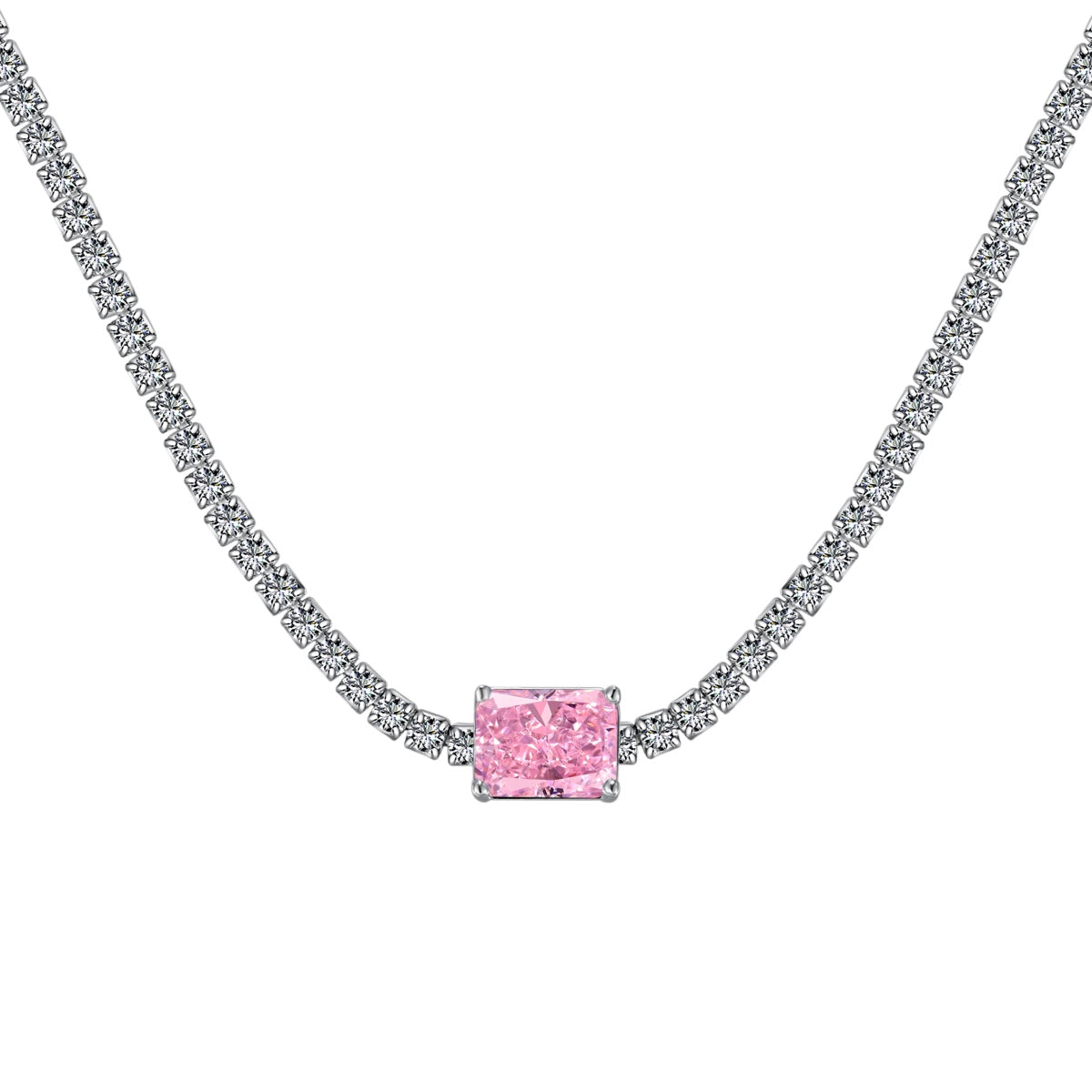 [Glimmer Jewelry]2.0 carat Ornate Emerald Cut Necklace