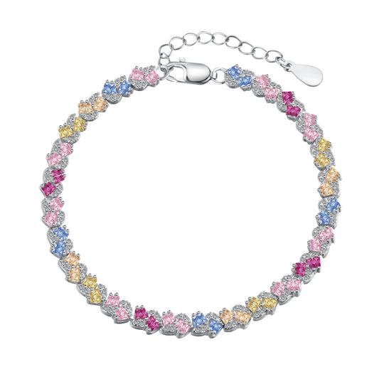 [Glimmer Jewelry]Ornate Colorful Flower Shape Party Bracelet