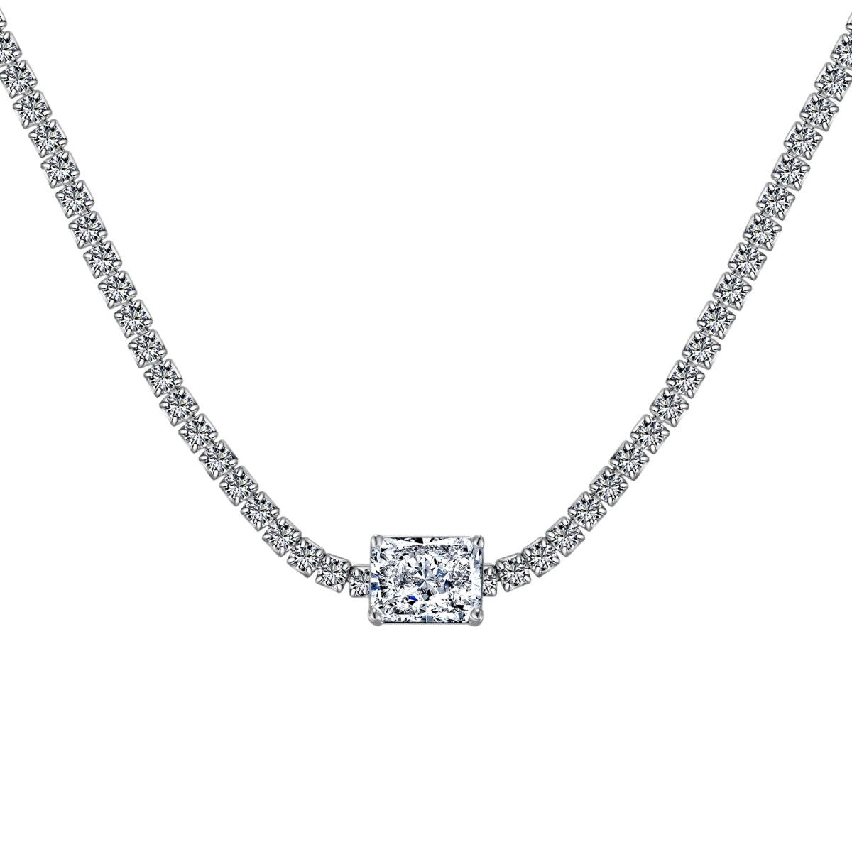 [Glimmer Jewelry]2.0 carat Ornate Emerald Cut Necklace