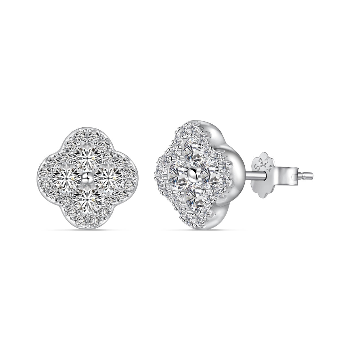 [Glimmer Jewelry]四つ葉のクローバー 花型イヤリング