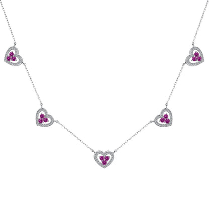 [Glimmer Jewelry]Sparkling Five Heart Necklace