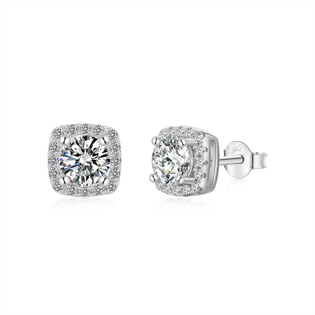 [Glimmer Jewelry]Classic Round Center Stone Stud Earrings