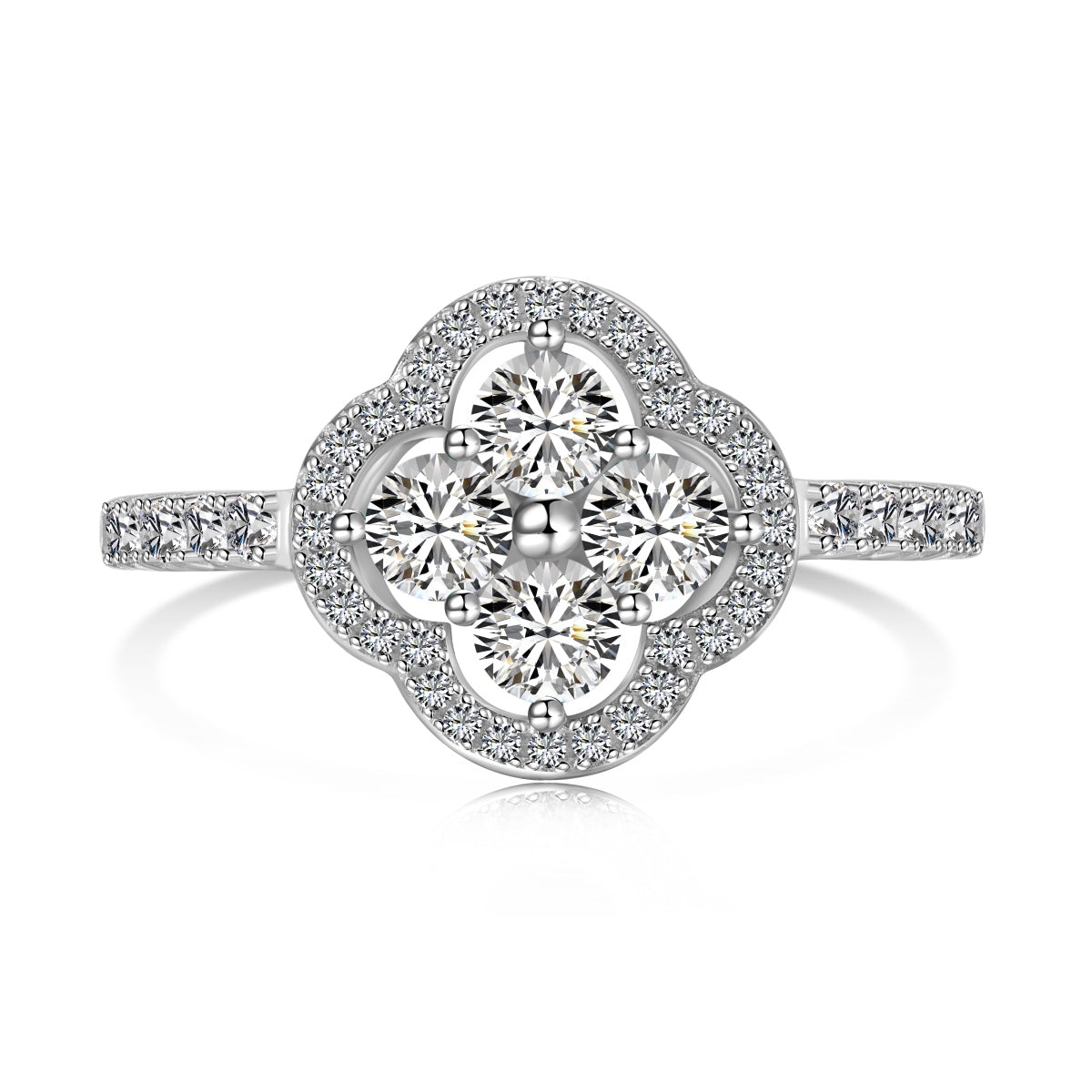 [Glimmer Jewelry]四葉のクローバー花デザインリング