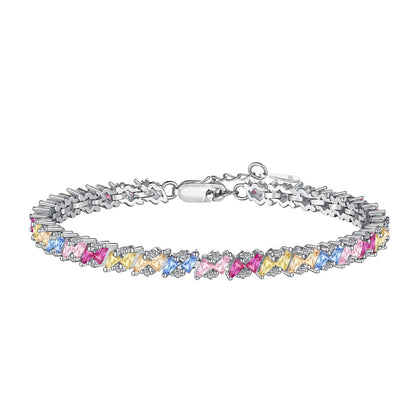 [Glimmer Jewelry]Ornate Sparkling Multi Cut Party Bracelet