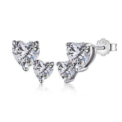 [Glimmer Jewelry]Double Heart-Shape Classic Princess Style Earrings