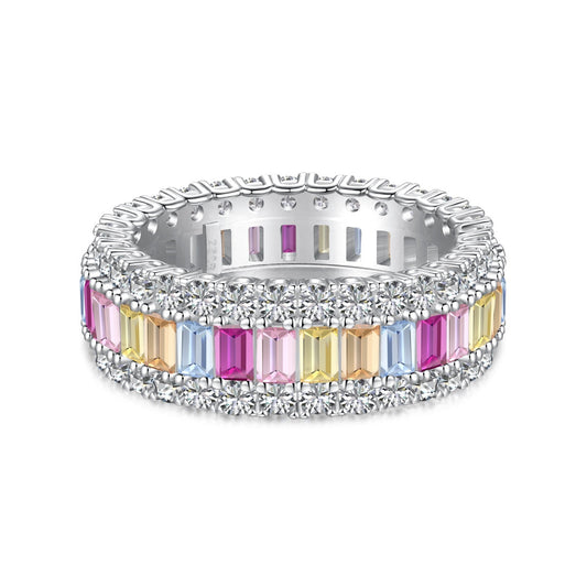 [Glimmer Jewelry]Dainty Colorful Radiant Cut Daily Ring
