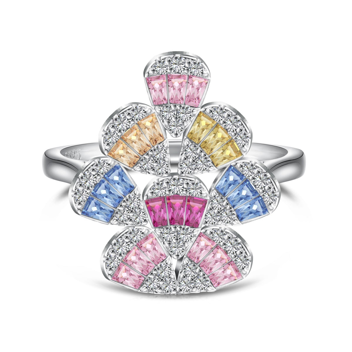 [Glimmer Jewelry]Sparkling Colorful Water Drop Shape Daily Ring