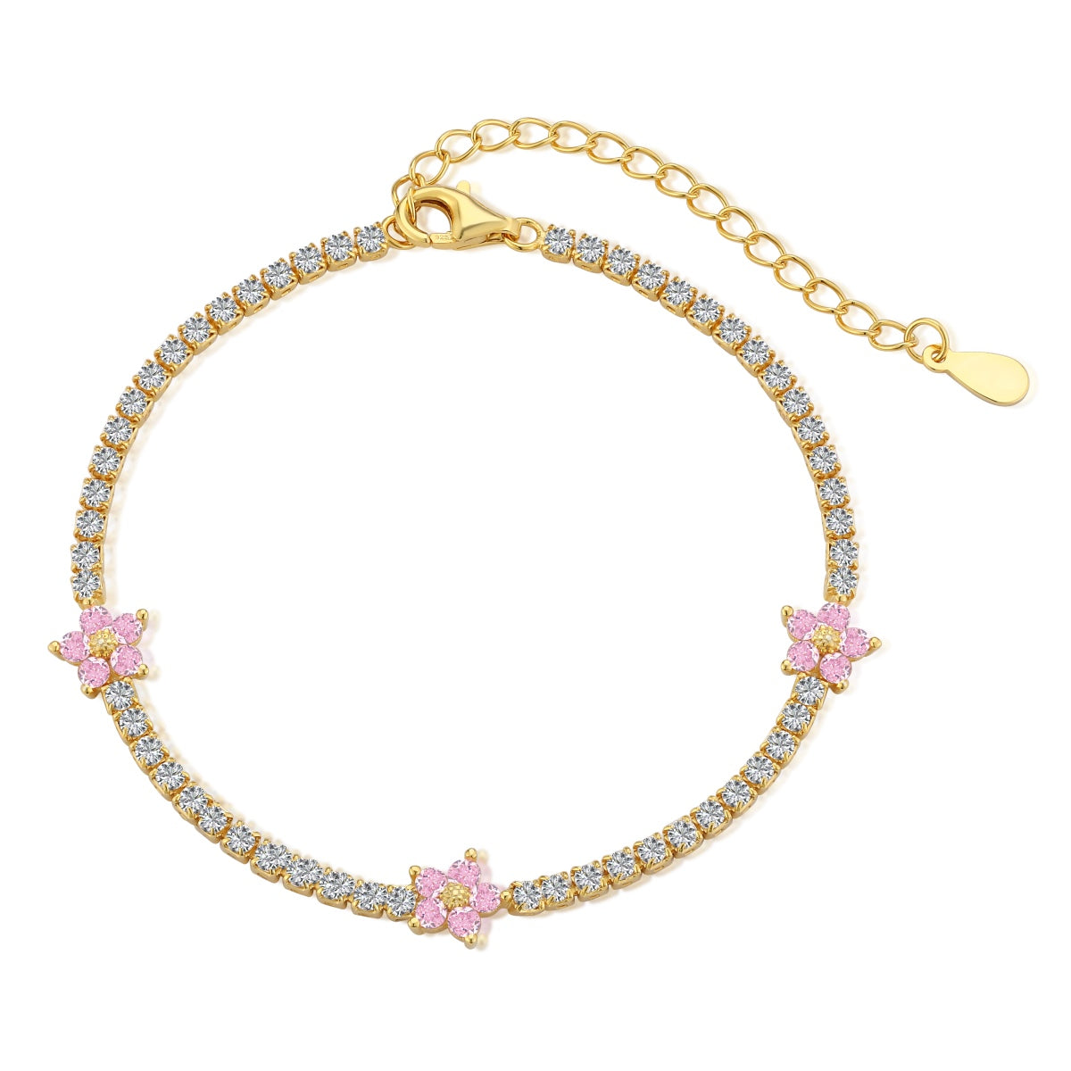 [Glimmer Jewelry]Sparkling Flower Shape Tennis Bracelet