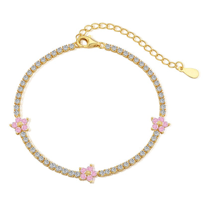 [Glimmer Jewelry]Sparkling Flower Shape Tennis Bracelet