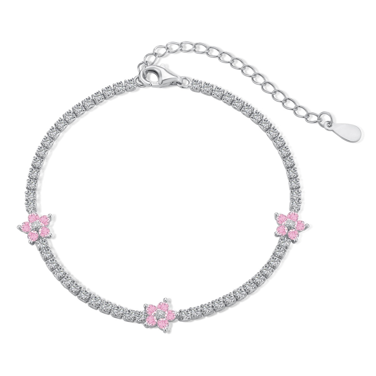 [Glimmer Jewelry]Sparkling Flower Shape Tennis Bracelet