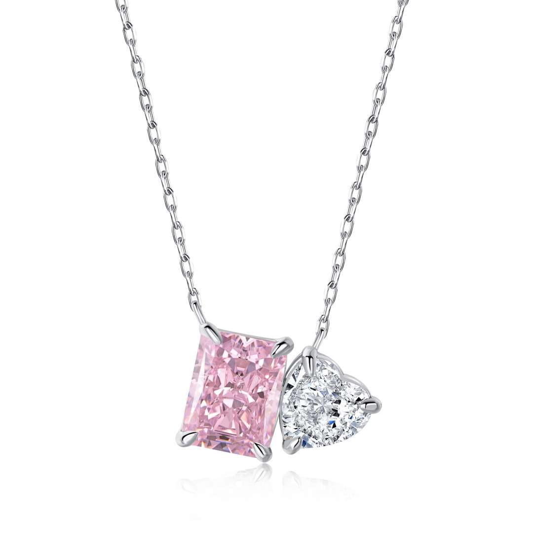[Glimmer Jewelry]煌めくスクエア＆ハート型ネックレス