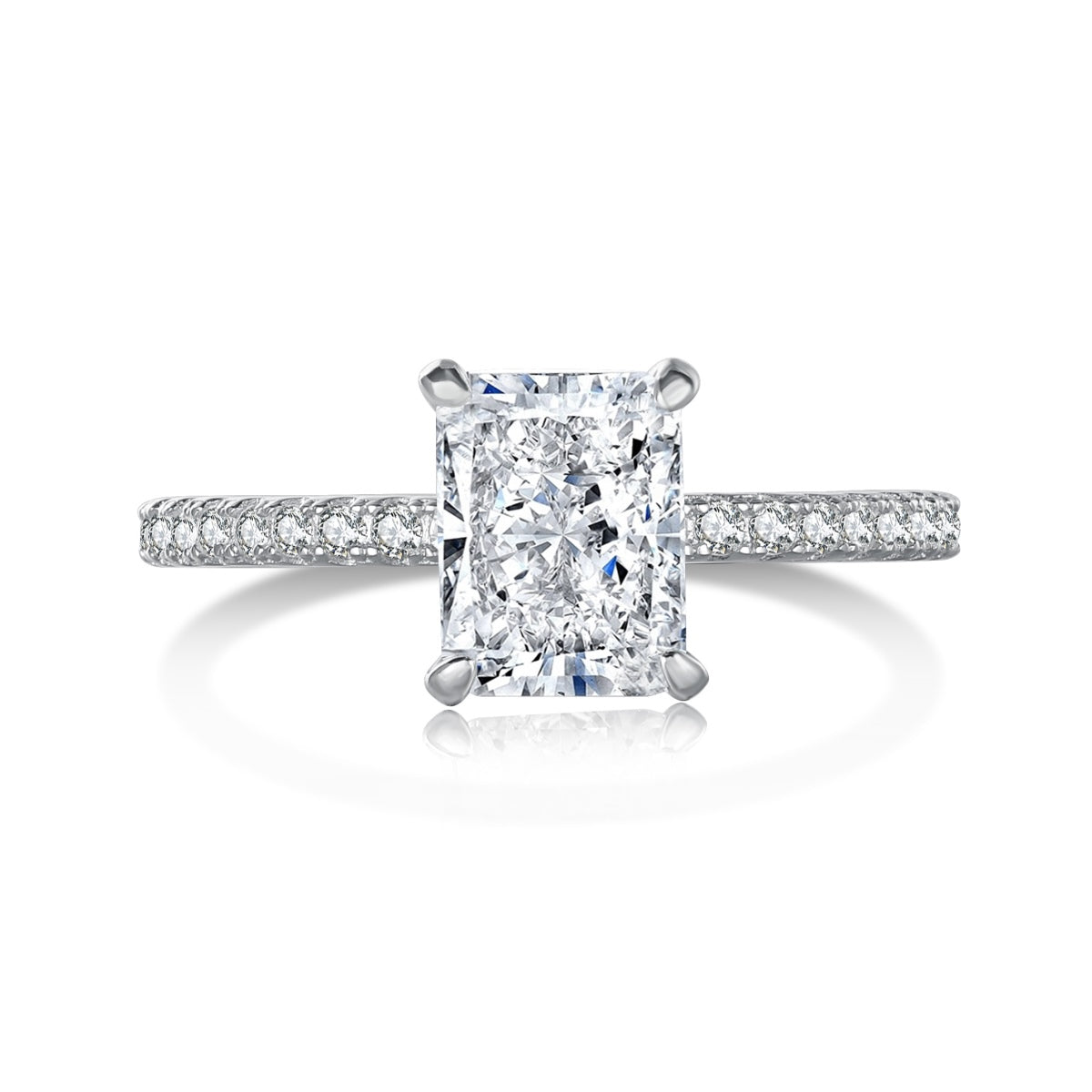[Glimmer Jewelry]2.0カラット 眩い輝き ラディアントカット パーティリング