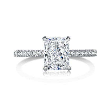 [Glimmer Jewelry]2.0カラット 眩い輝き ラディアントカット パーティリング