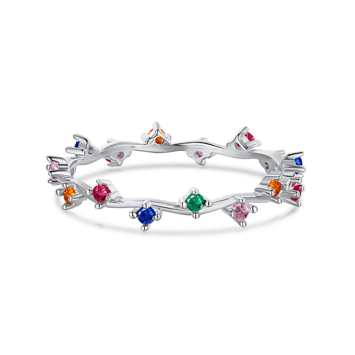 [Glimmer Jewelry]Radiant Colorful Round Cut Daily Ring