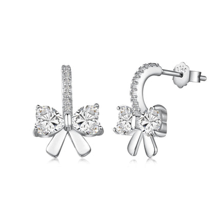 [Glimmer Jewelry]Exquisite Earrings With Heart-Shaped Bow Design