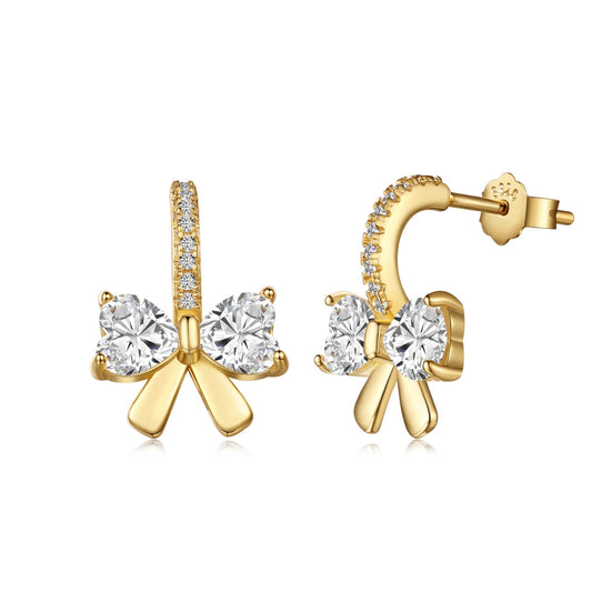 [Glimmer Jewelry]Exquisite Earrings With Heart-Shaped Bow Design