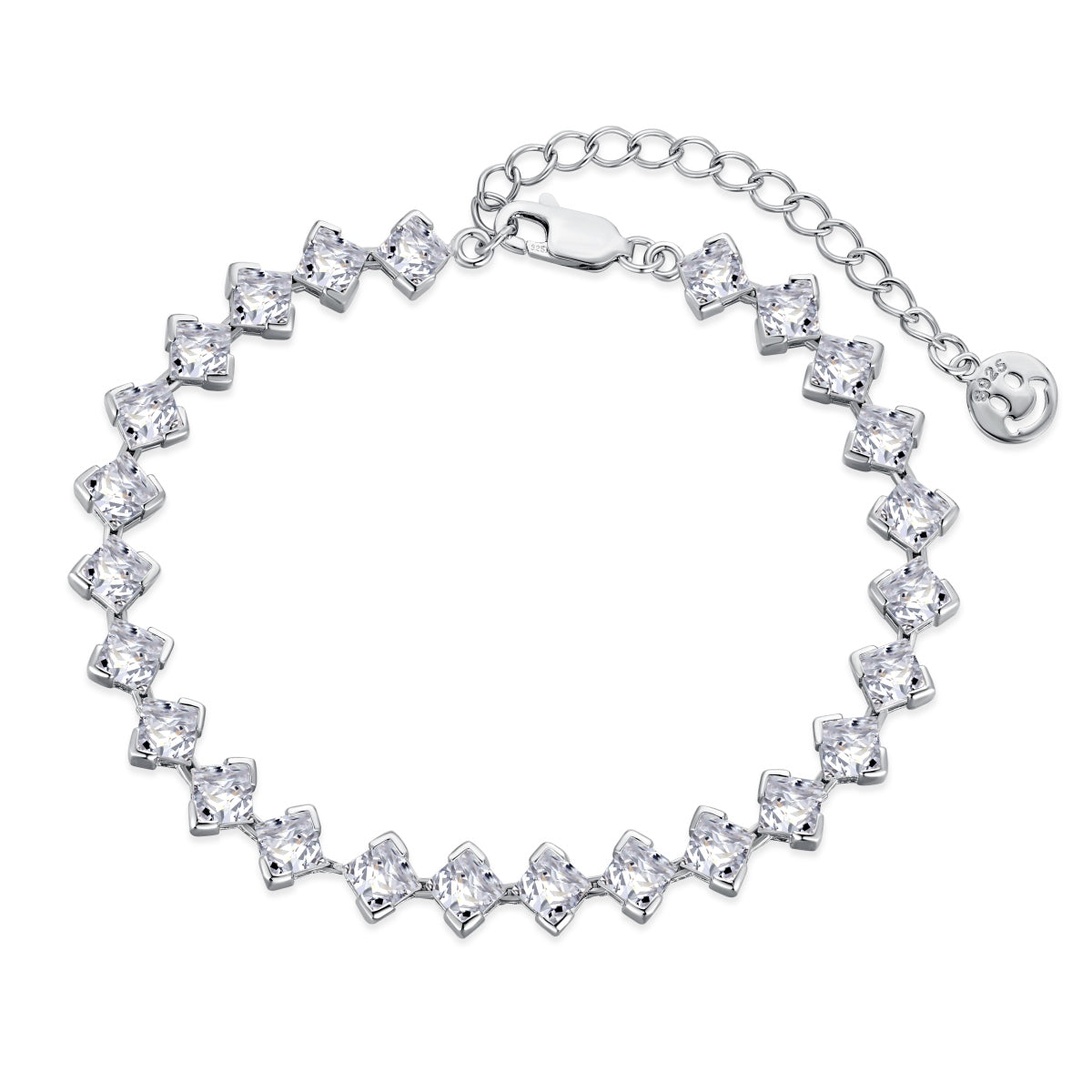 [Glimmer Jewelry]0.5 Carat Ornate Princess Cut Daily Bracelet