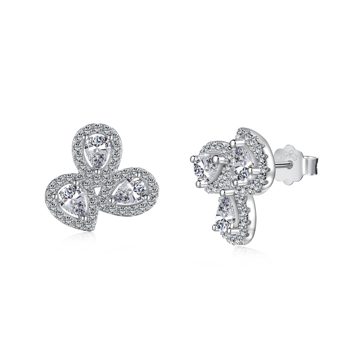 [Glimmer Jewelry]Ornate Flower Shape Pear Cut Lover Earrings