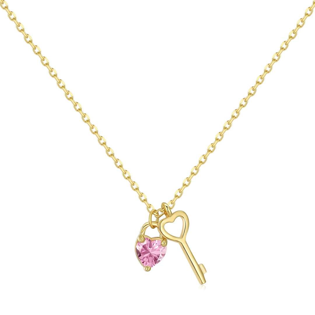 [Glimmer Jewelry]Unique Heart Shape Key Pendent Necklace