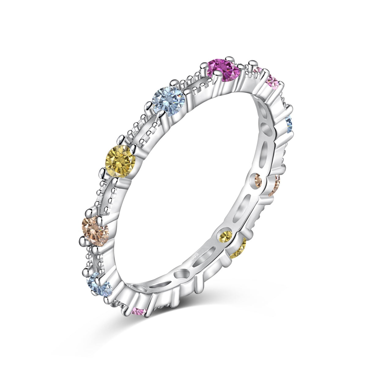 [Glimmer Jewelry]Sparkling Colorful Round Cut Tennis Ring