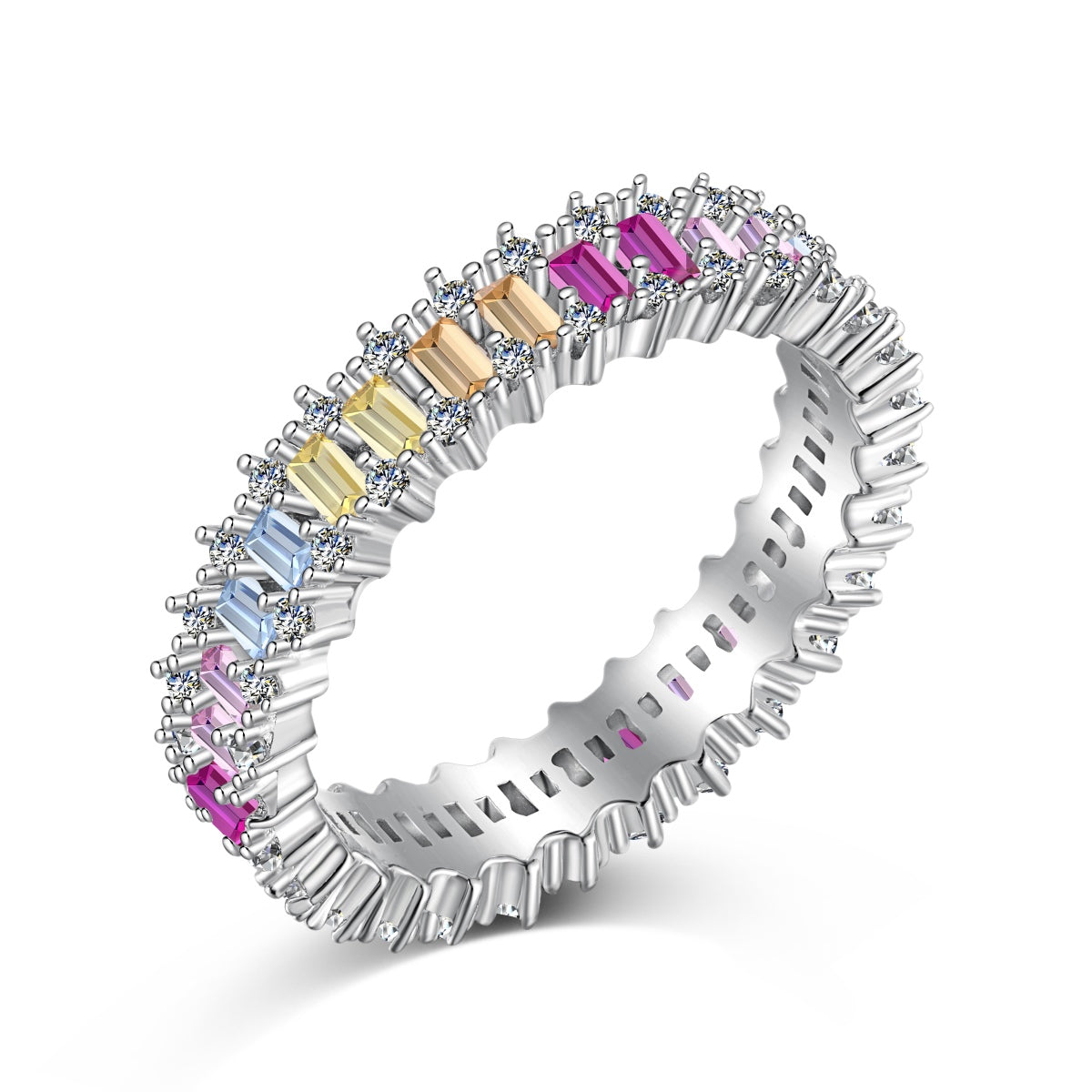 [Glimmer Jewelry]Splashy Ornate Emerald Cut Cocktail Ring