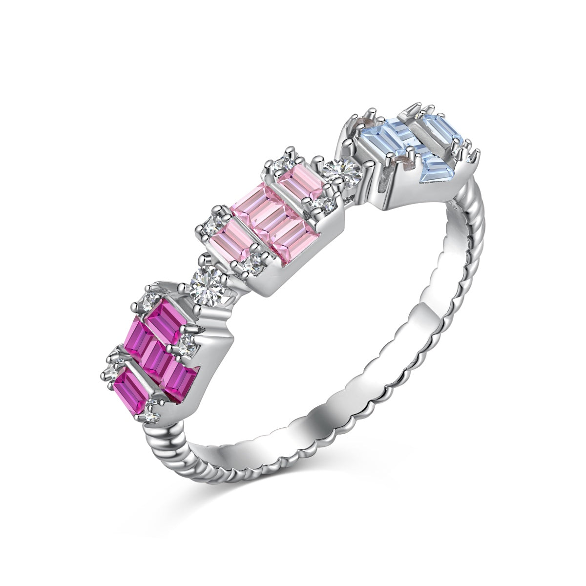 [Glimmer Jewelry]ユニークなカラフルエメラルドカットパーティーリング