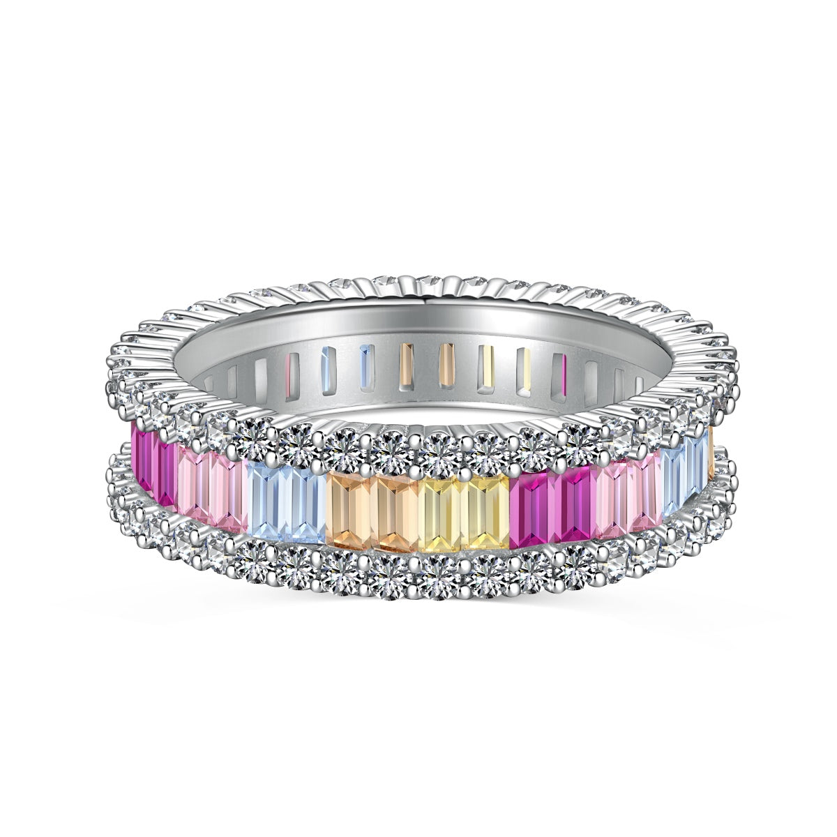 [Glimmer Jewelry]Dainty Kaleidoscopic Emerald Cut Daily Ring