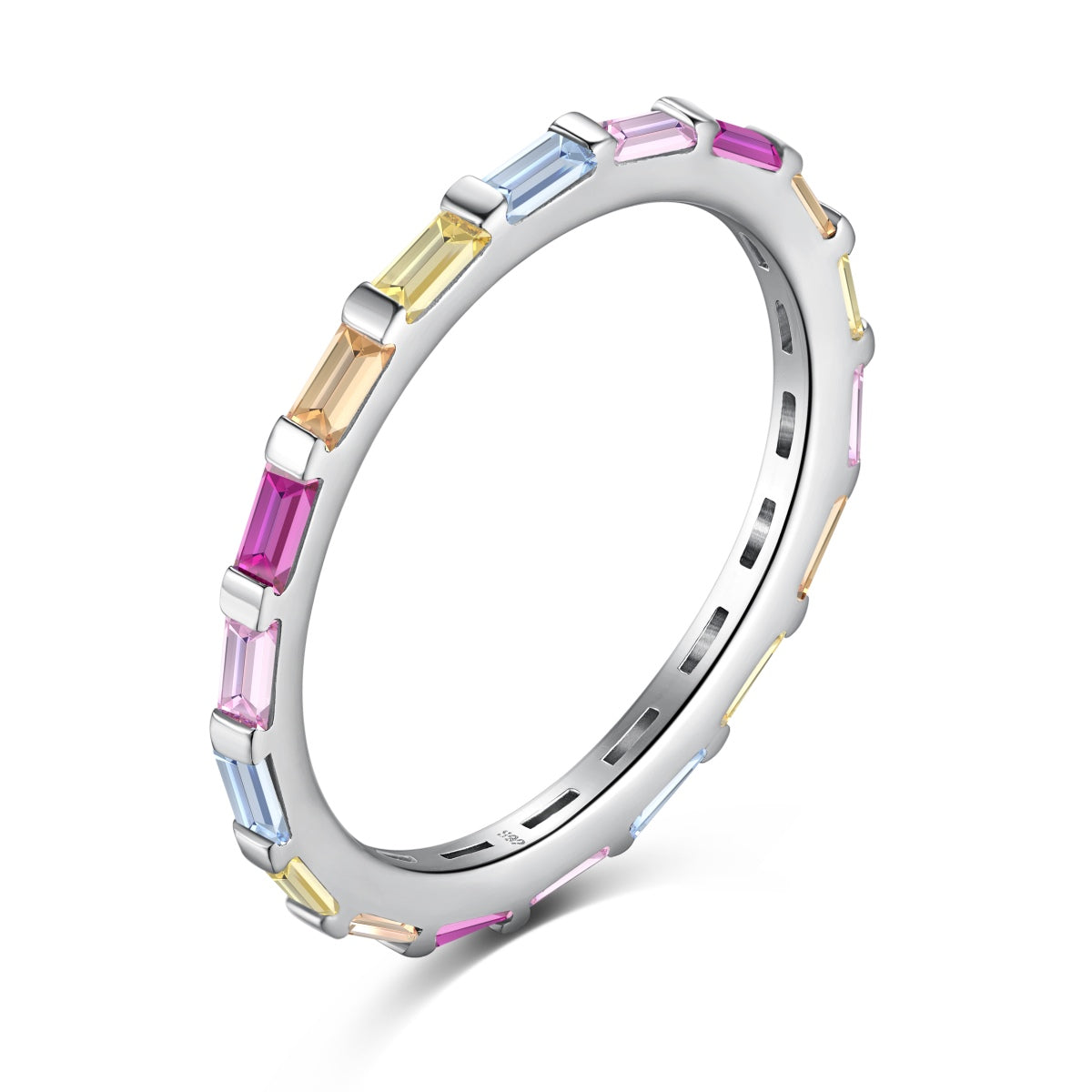 [Glimmer Jewelry]Exquisite Multicolored Emerald Cut Daily Ring