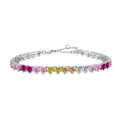 [Glimmer Jewelry]Luxurious Colorful Romantic Heart Shape Lover Bracelet