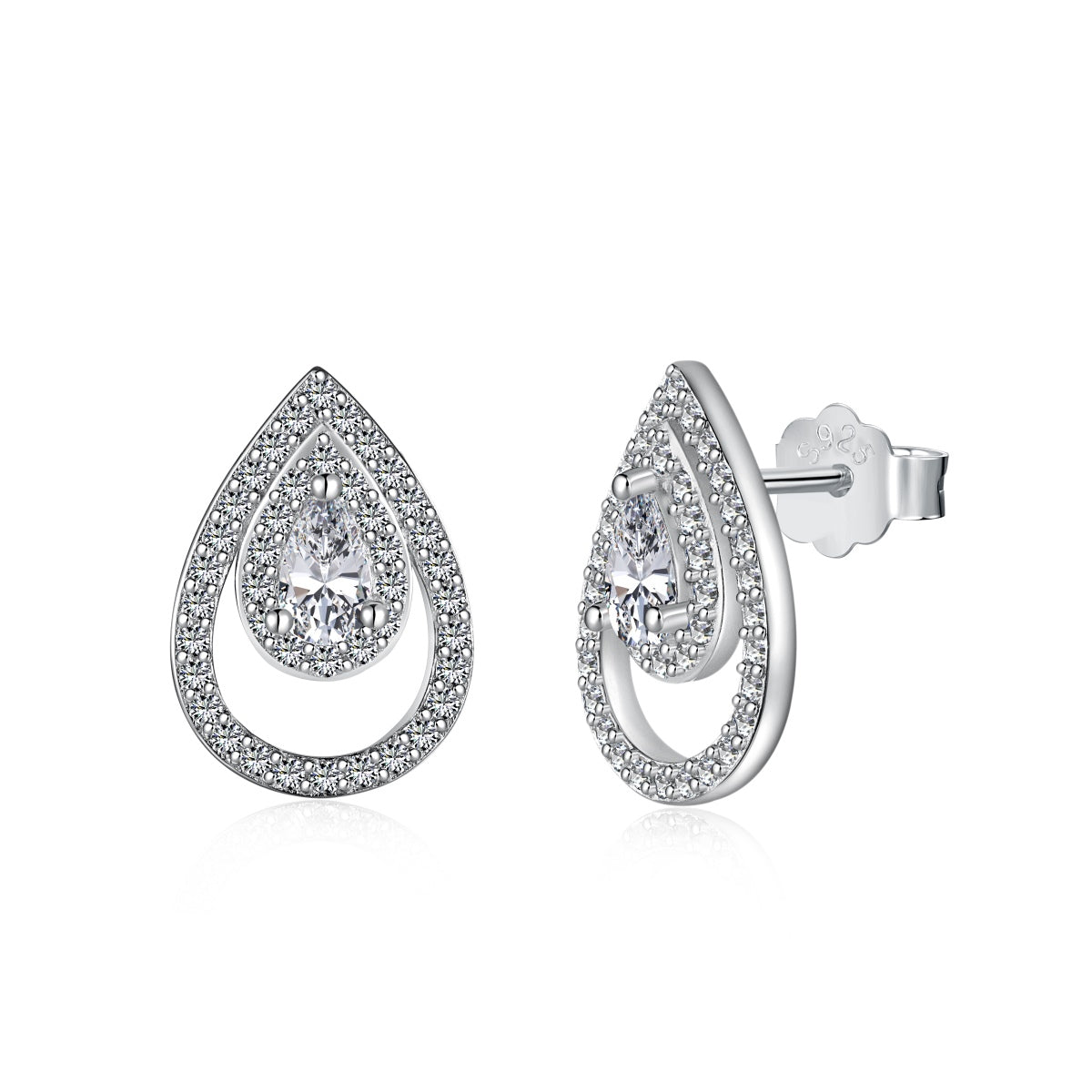 [Glimmer Jewelry]Sparkling Delicate Water Drop Shape Daily Earrings