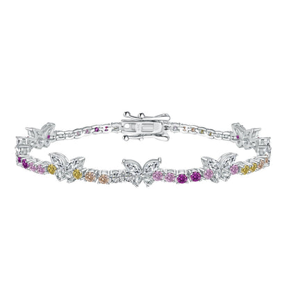 [Glimmer Jewelry]Ornate Colorful Butterfly Shape Round Cut Daily Bracelet