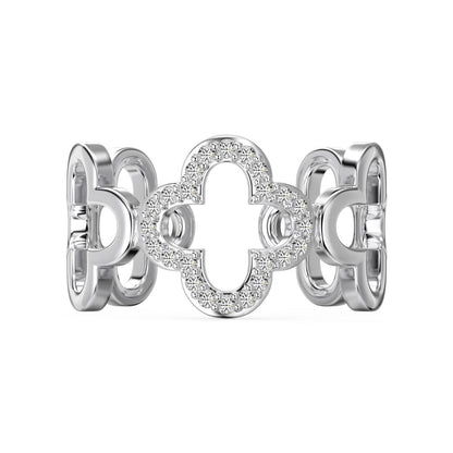 [Glimmer Jewelry]Hollow Design Four-Leaf Clover Flower Shape Ring