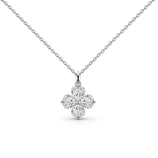 [Glimmer Jewelry]Heart-Shaped Four-Leaf Clover Bead Necklace