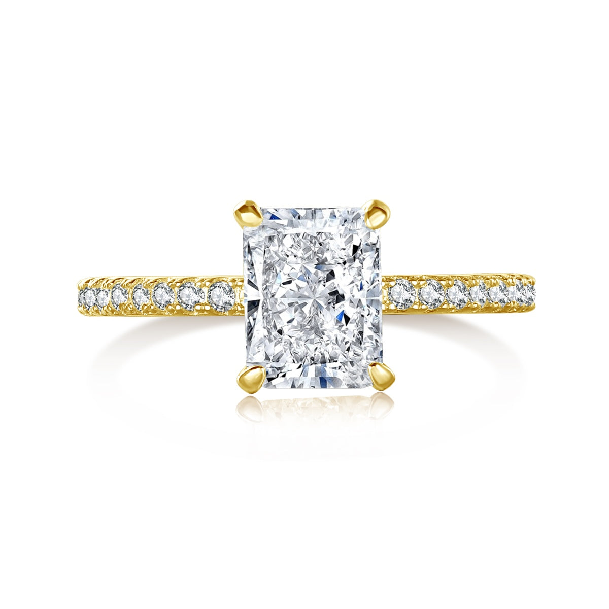 [Glimmer Jewelry]2.0カラット 眩い輝き ラディアントカット パーティリング