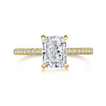 [Glimmer Jewelry]2.0カラット 眩い輝き ラディアントカット パーティリング
