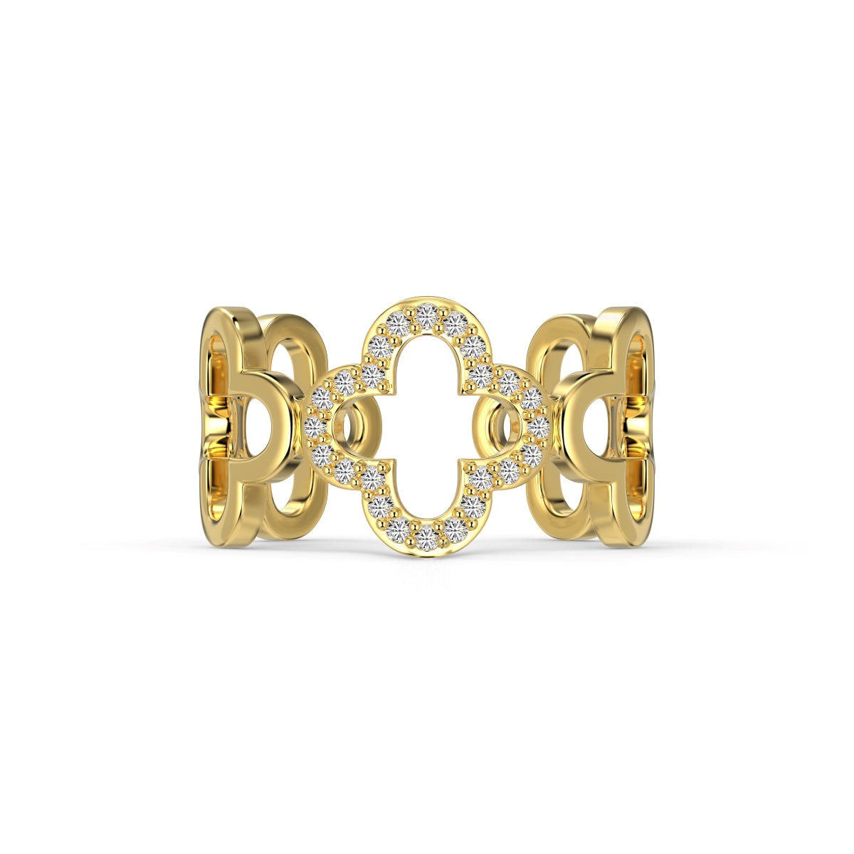 [Glimmer Jewelry]Hollow Design Four-Leaf Clover Flower Shape Ring